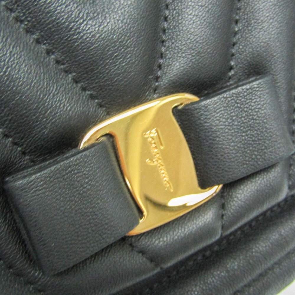 Salvatore Ferragamo Stitch AU-21 G383 Women's Leather Shoulder Bag Black - Picture 6 of 10